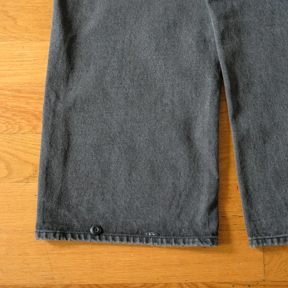 Strawberry Leaves Jeans Wide Leg Gray Faded Denim High Rise Baggy Skater Size 28